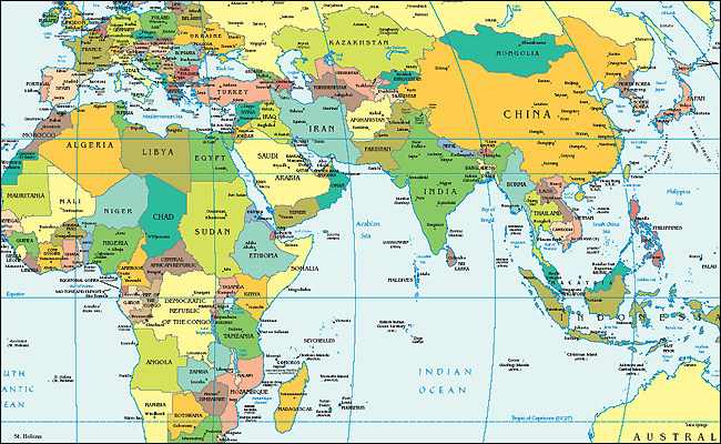 Partial Political Map of the World, June 2003.